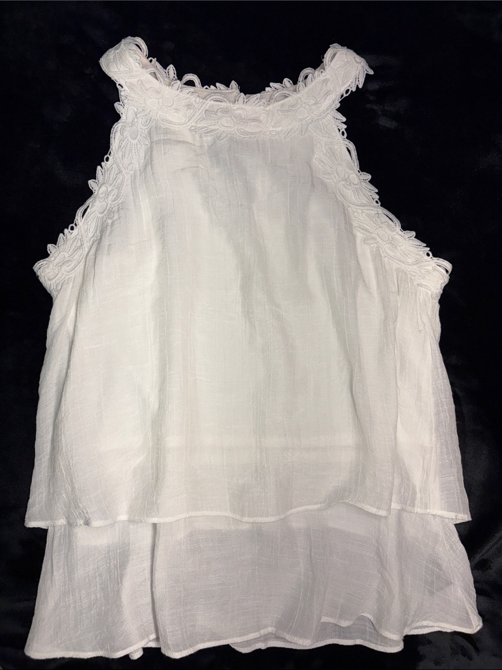 A. Byer White Lace Halter Tiered Camisole